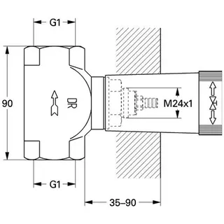 Grohe Unterputz Ventil mit Gewindeanschluß 1" ( DN 25 ) – Bild 2