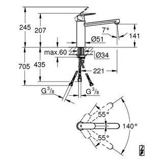 Grohe Eurosmart Cosmopolitan Spültisch Armatur, Niederdruck, mittelhoher Auslauf chrom – Bild 2
