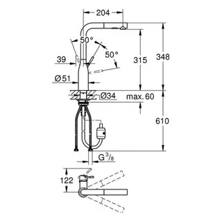 Grohe EH-Spültischbatterie Essence 30270 ausziehbare Spülbrause nickel – Bild 2