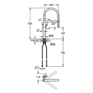 Grohe Essence Spültischmischer mit ausziehbarer Profibrause (hard graphite) – Bild 2