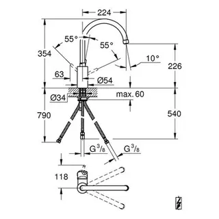 Grohe Concetto Spültisch Armatur, Niederdruck, chrom – Bild 2