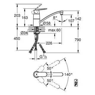 Grohe Eurosmart Cosmopolitan Spültisch Armatur für Niederdruck – Bild 2