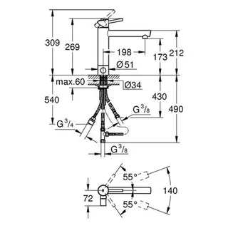Grohe Concetto Spültisch Armatur, mittelhoher Auslauf, Absperrventil, chrom – Bild 2