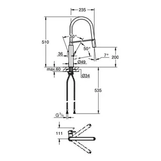 Grohe Concetto Spültisch Armatur ausziehbare Profibrause, supersteel – Bild 2