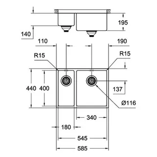 Grohe K700 Edelstahlspüle für Unterbau mit 2 Becken (satin) – Bild 2