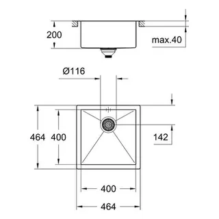 Grohe Edelstahlspüle K700 464 x 464 mm Einbau flächenbündig – Bild 2