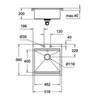 Grohe K800 Edelstahlspüle (satin), 1 Becken, flächenbündig – Bild 2