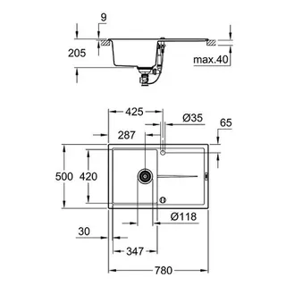 Grohe Kompositspüle K400 780 x 500 mm (granit schwarz) – Bild 2