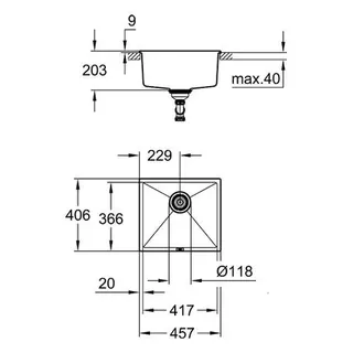 Grohe Kompositspüle K700 Unterbau 457 x 406 mm (granit schwarz) – Bild 2