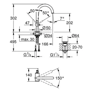 Grohe Atrio Waschtisch Armatur, L-Size, hard graphite gebürstet – Bild 2