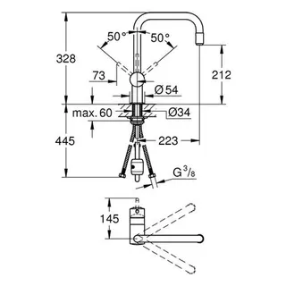 Grohe Minta Spültisch Armatur mit U-Auslauf Mousseur chrom – Bild 2