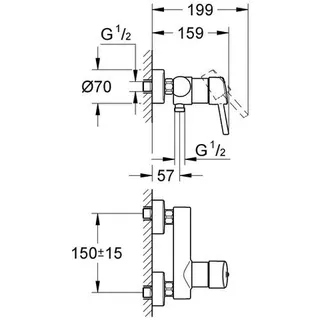 Grohe Concetto Brausemischer für Wandmontage, (chrom) – Bild 2