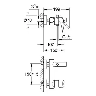 Grohe Concetto Wannenbatterie für Wandmontage chrom – Bild 2