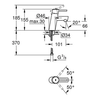 Grohe Concetto Waschtisch Armatur, ohne Ablaufgarnitur, Ecojoy chrom – Bild 2