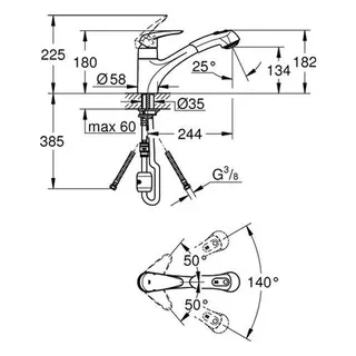 Grohe Eurodisc Spültisch Armatur mit herausziehbarer Brause chrom – Bild 2