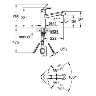 Grohe Eurodisc Cosmopolitan Spültisch Armatur herausziehbar chrom – Bild 2