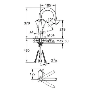 Grohe Zedra Spültisch Armatur mit herausziebarer Dual-Spülbrause – Bild 2