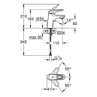 Grohe Eurostyle Waschtisch Armatur, S-Size, glatter Körper – Bild 2