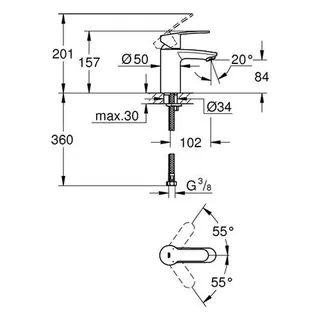 Grohe Eurostyle Cosmopolitan Waschtisch Armatur, glattem Körper und Ecojoy – Bild 2