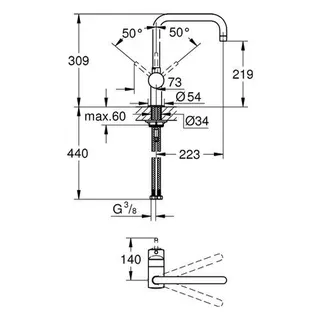 Grohe Spültischmischer Minta U-Auslauf (hard graphite gebürstet) – Bild 2