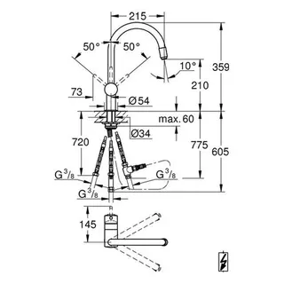 Grohe Minta Spültisch Armatur für Niederdruck chrom – Bild 2