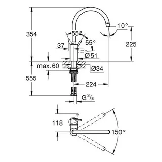 Grohe Concetto Spültischmischer (chrom), hoher Auslauf – Bild 2