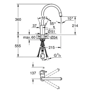 Grohe Concetto Spültischmischer (chrom), hoher Auslauf – Bild 2