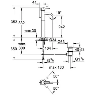 Grohe Allure Waschtisch Armatur für freistehende Waschschüsseln chrom – Bild 2