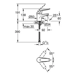 Grohe Euroeco Special Einhand Waschtisch-Armatur ohne Ablaufgarn. Chrom – Bild 2