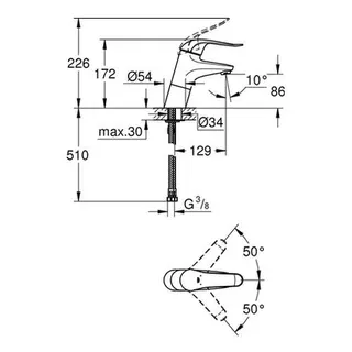 Grohe Euroeco Special Einhand Waschtisch-Armatur ohne Ablaufgarn. Chrom – Bild 2