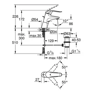 Grohe Euroeco Special Einhand Waschtisch-Armatur hohe Ausführung chrom – Bild 2