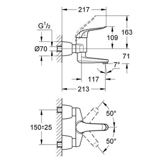 Grohe Euroeco Special Einhand Waschtisch-Armatur für Wandmontage absperrbar chrom – Bild 2
