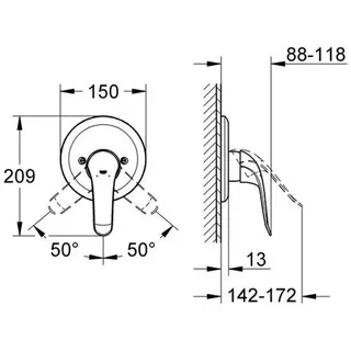 Grohe Euroeco Special Einhand Brause-Fertigset chrom – Bild 2