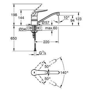 Grohe Euroeco Special Spültisch Armatur, mit Temperaturbegrenzer, chrom – Bild 2