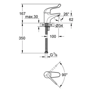 Grohe Euroeco Special Waschtisch Sicherheits-Armatur ohne Ablaufgarn. Chrom – Bild 2