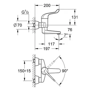 Grohe Euroeco Special Waschtisch Sicherheits-Armatur 200mm chrom – Bild 2