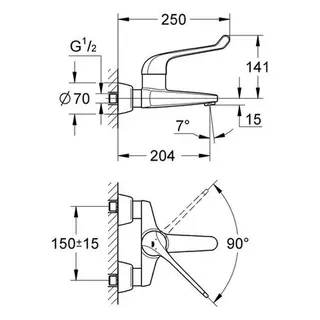 Grohe Euroeco Special Waschtisch Sicherheits-Armatur mit Gussauslauf chrom – Bild 2