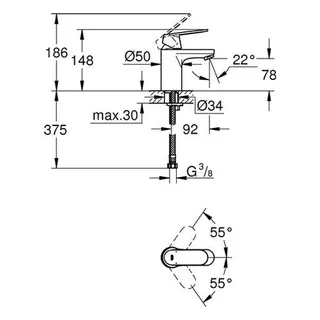 Grohe Eurosmart Cosmopolitan Waschtisch Armatur mit glattem Körper chrom – Bild 2
