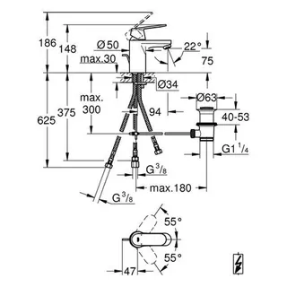 Grohe Eurosmart Cosmopolitan Waschtisch Armatur für Niederdruck – Bild 2
