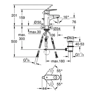 Grohe Europlus Waschtisch Armatur mit herausziehbarem Auslauf chrom – Bild 2