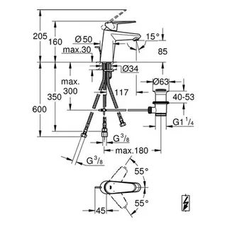 Grohe Eurodisc Cosmopolitan Waschtisch Armatur für Niederdruck – Bild 2