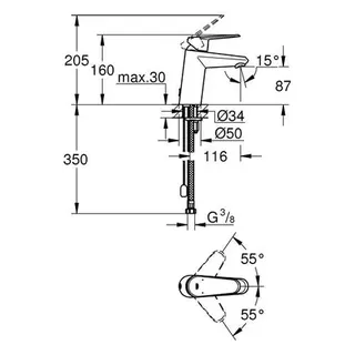 Grohe Eurodisc Cosmopolitan Waschtisch Armatur, mit versenkbarer Kette, chrom – Bild 2