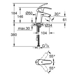 Grohe Eurosmart Waschtisch Armatur, S-Size, versenkbare Kette – Bild 2