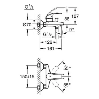 Grohe Eurosmart Wannen Armatur, Aufputz, chrom – Bild 2