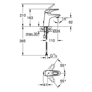 Grohe Eurostyle Waschtisch Armatur, S-Size, versenkbare Kette – Bild 2