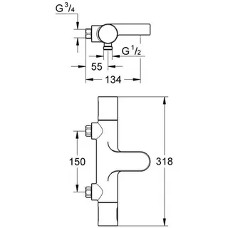 Grohe THM-Wannenbatt. Grohtherm 3000 C 34277 AP-Montage o. Anschlüsse, chrom – Bild 2