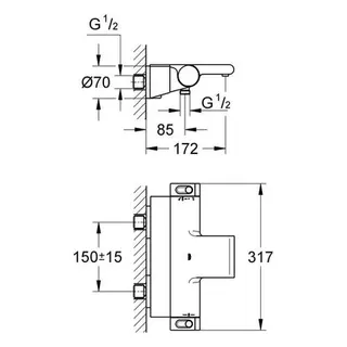 Grohe Grohtherm 2000 Thermostat für Wanne mit Ablage chrom – Bild 2