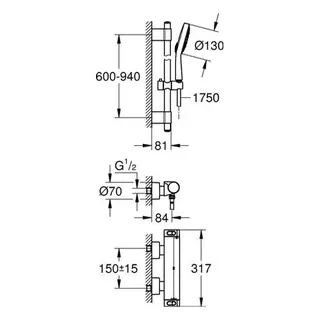 Grohe Grohtherm 2000 Thermostat 34482 mit Brausegarnitur Power & Soul chrom – Bild 2