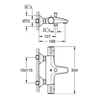Grohe Grohtherm 800 Thermostat-Wannenbatterie DN 15 chrom – Bild 2