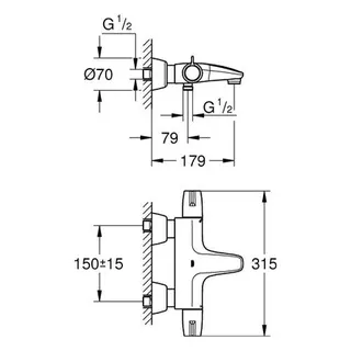 Grohe THM-Wannenbatt. Grohtherm Special 34665 mit verdeckten S-Anschlüssen, chrom – Bild 2